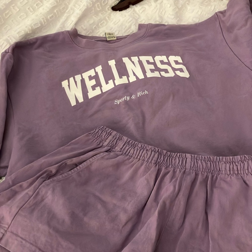 Sporty and  Rich cotton short loungewear set
